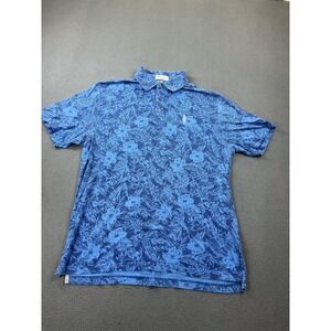 Peter Millar Crown Soft Polo Shirt Mens Medium Blue Floral Pima Cotton Golf